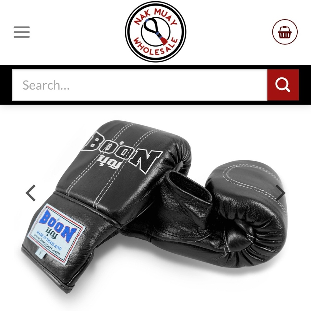 Boon Black Leather Bag Gloves Hand Made in Thailand, Boxing MMA Muay Thai, Small - Picture 7 of 12
